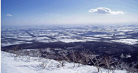 武佐岳から望む冬の根釧台地