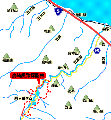 鳥崎風致探勝林周辺マップ