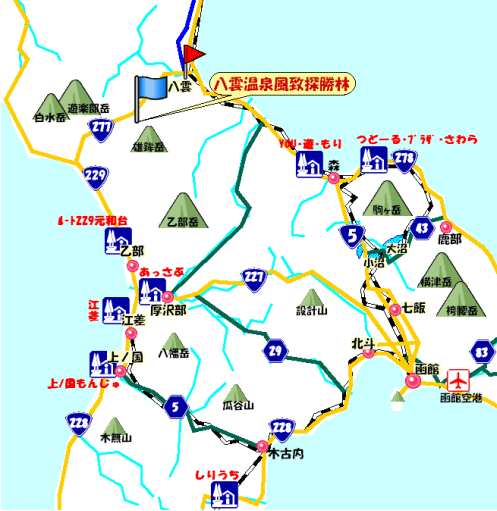八雲温泉風致探勝林の地図