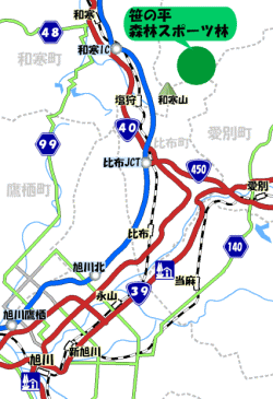 笹の平森林スポーツ林位置図