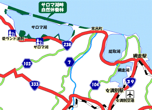サロマ湖畔自然休養林位置図