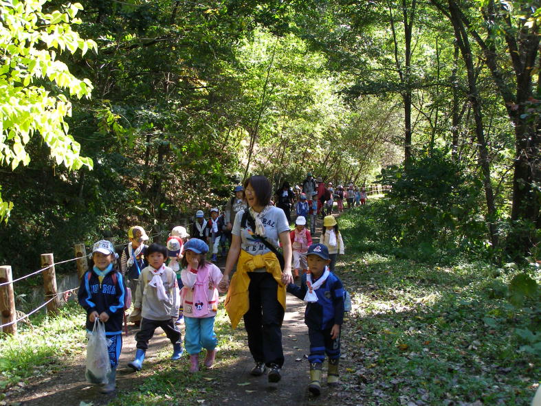 幼稚園児の散策風景