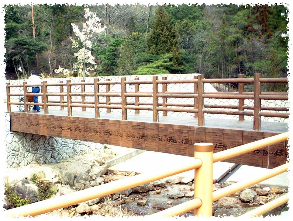 木調の橋とコンクリート床固工