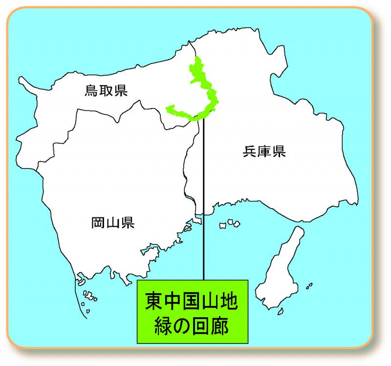 東中国山地緑の回廊位置図