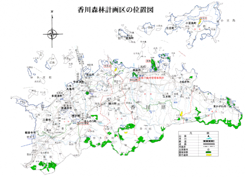 香川森林計画区位置図
