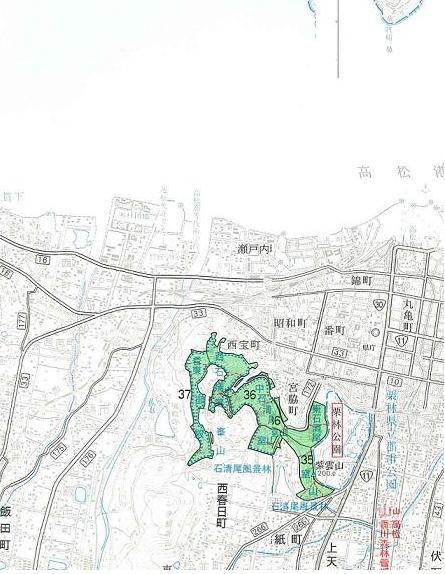石清尾風景林位置図