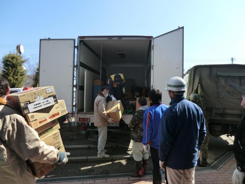 3月24日中部局からの支援物資を大槌町へ搬送