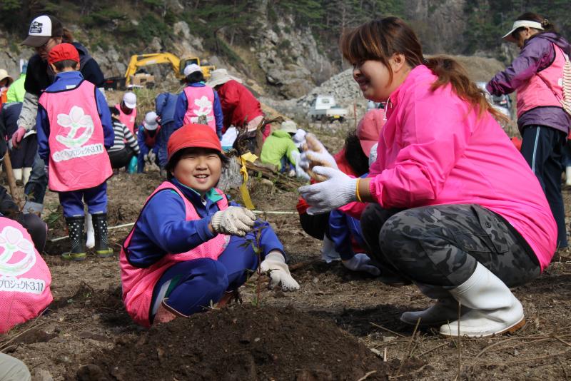 東日本大震災の津波被害跡地への植樹