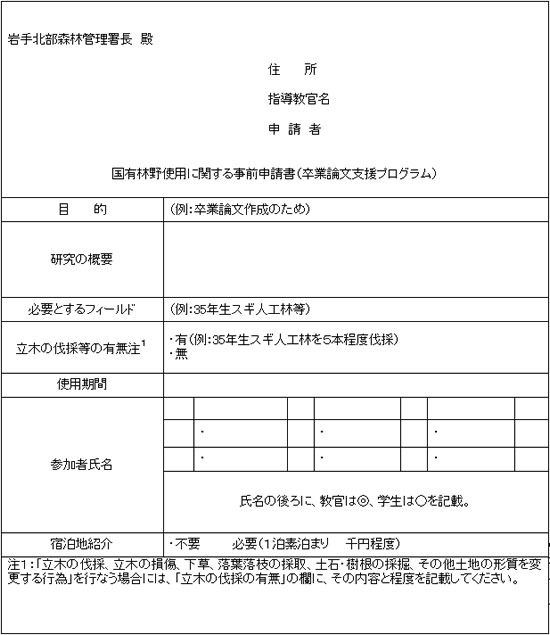 卒業論文支援プログラム申請書様式