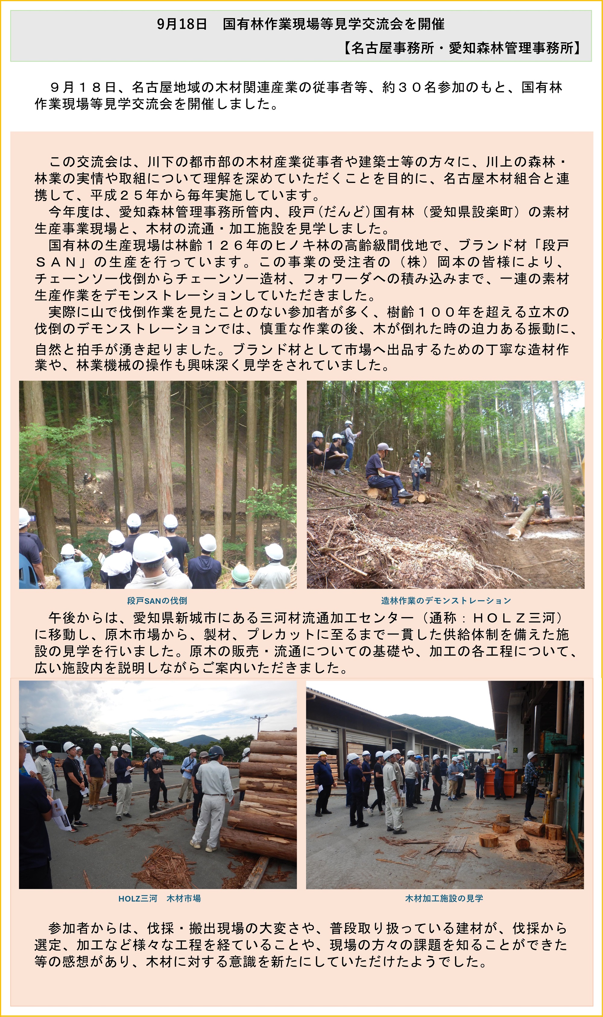 国有林作業現場等見学交流会を開催