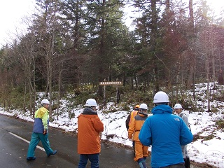 天然林択伐試験地入口