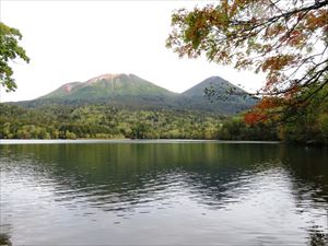 湖面が揺らいでくっきりとは見えません