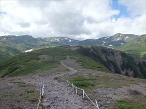 黒岳山頂からお鉢平方面