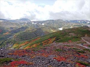 黒岳山頂から北海岳方面