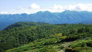 シバ山尾根（奥は石狩連峰）