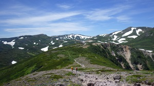 黒岳山頂からお鉢平の様子