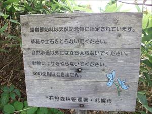 石狩森林管理署の注意看板が設置されています。