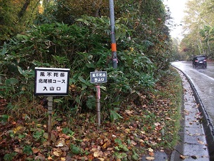 国道453号線から見た入山口