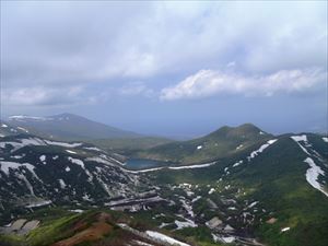 この冬の羊蹄山麓は積雪が多かったためでしょうか、6月にしては残雪が多いようです