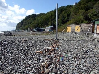 相泊から先の海岸線には強風が運んできたゴミが沢山打ち上げられていました。