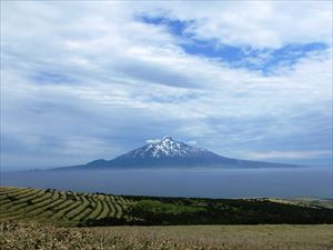 強風のなか雄大な姿を見せてくれる利尻富士