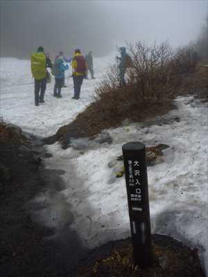 大沢入り口の固い雪渓