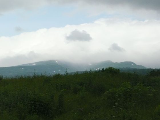 7合目付近から山頂は厚い雲に覆われていました