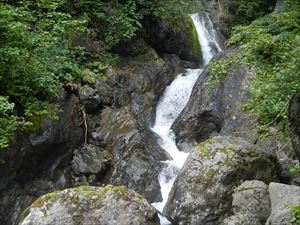 白竜の滝の細く涼しげな流れが暑気を忘れさせてくれます。