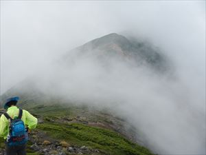 三峰山山頂付近の稜線でも、厳しい環境が続きます。