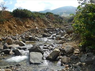 富良野川の徒渉