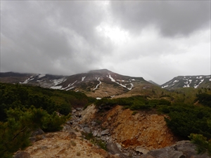 吹上温泉登山口（白銀荘）から十勝岳泥流分岐周辺を巡視