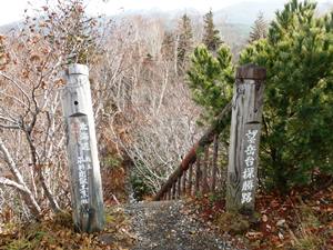 望岳台探勝路の入口は急な階段