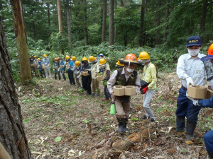 植栽現場へカミネッコンを移動中