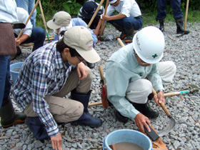 カマ砥ぎ中