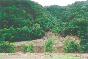 山から土砂が流出している写真