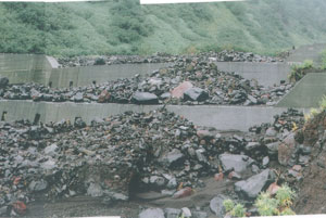 土石流を防いだ治山ダムの写真