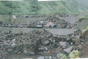 土石流を防いだ治山ダムの写真