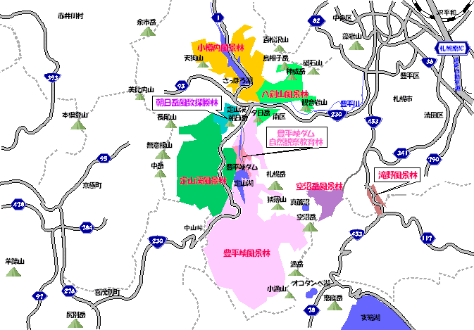 小樽内風景林位置図