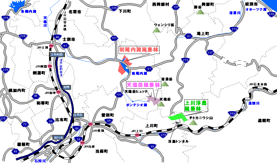 天塩岳風景林地図