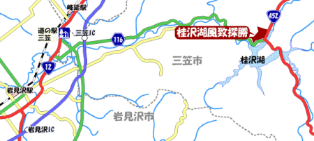 桂沢湖風致探勝林位置図