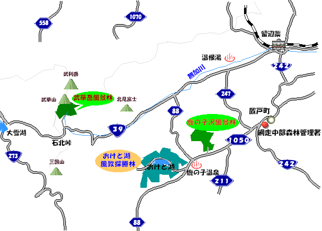 おけと湖風致探勝林位置図