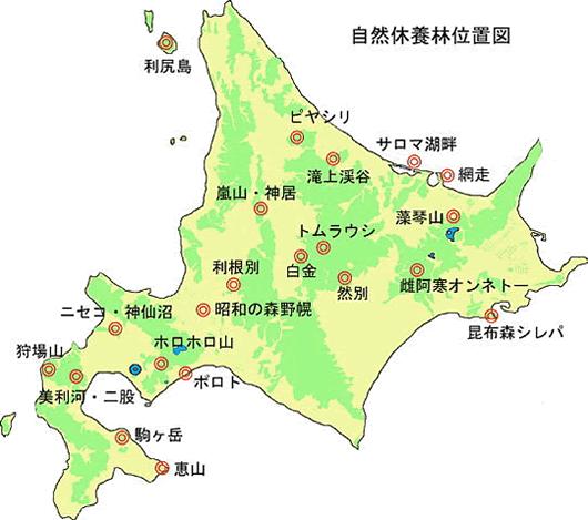 自然休養林位置図