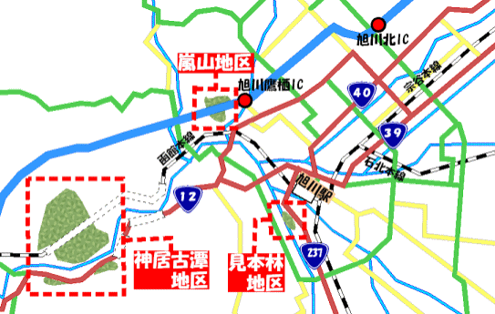 嵐山・神居自然休養林位置図