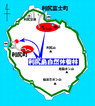 利尻島自然休養林位置図