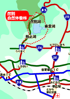 然別自然休養林位置図