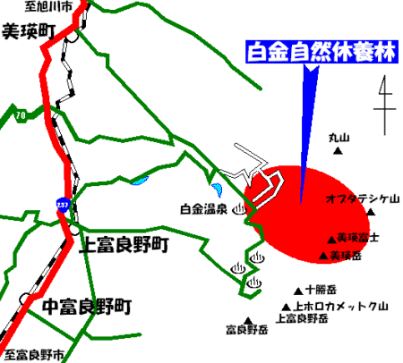 白金自然休養林位置図