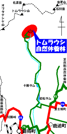 トムラウシ自然休養林位置図