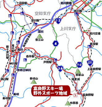 富良野スキー場野外スポーツ地域位置図