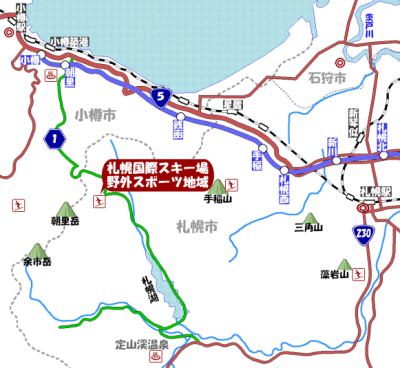 札幌国際スキー場野外スポーツ地域位置図