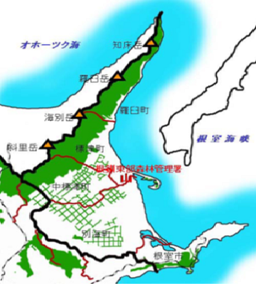 根釧東部森林管理署の位置図
